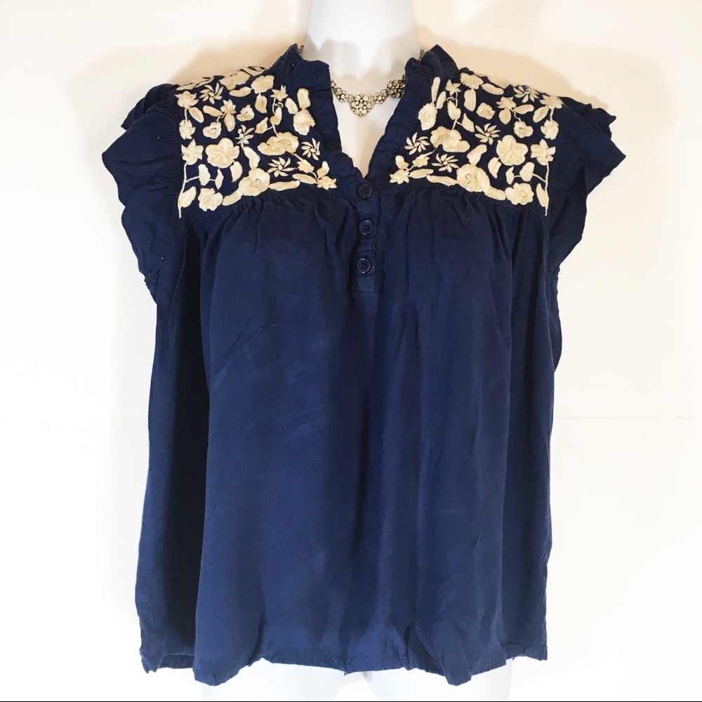Size L, navy blue blouse